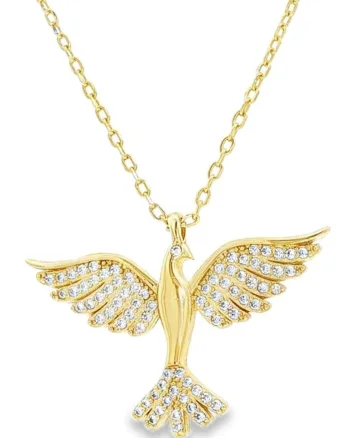 Colier Argint Placat cu Aur 14k Pasarea Phoenix
