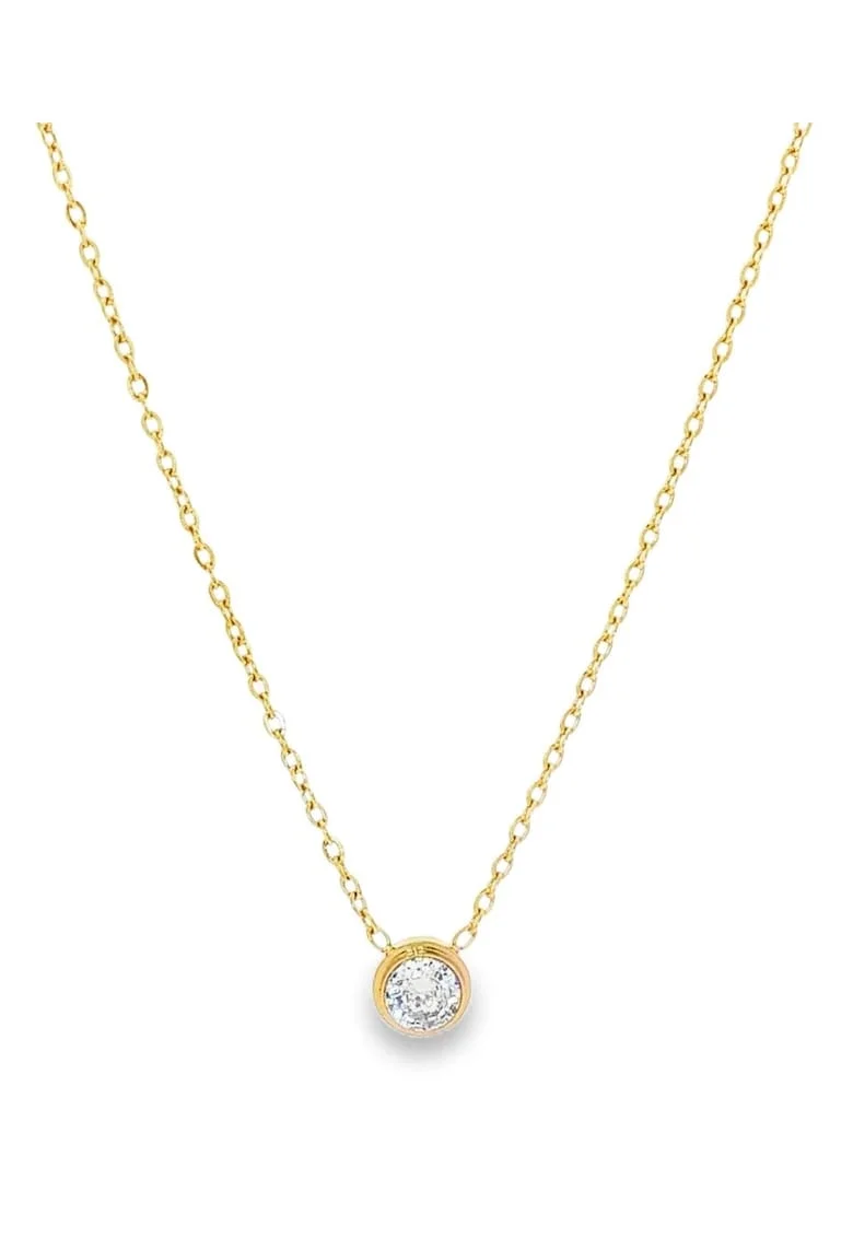 Lant Placat cu Aur 14k Bezel Solitaire