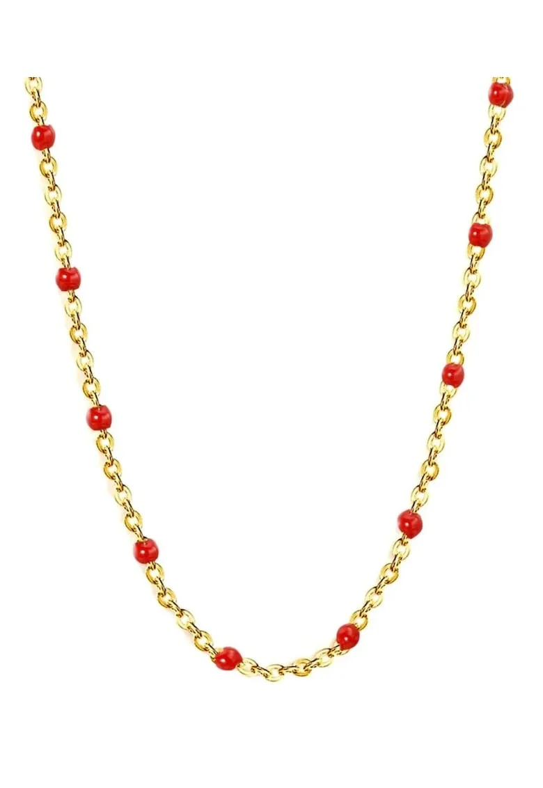 Lant Placat cu Aur 14k cu Pietre Rosii