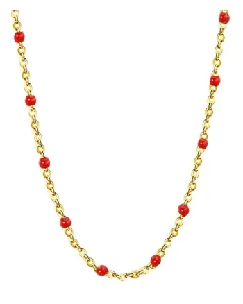 Lant Placat cu Aur 14k cu Pietre Rosii