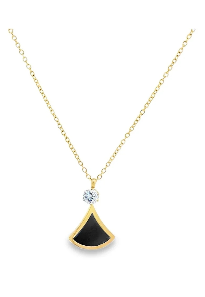Lant Placat cu Aur 14k Lacrima cu Onix