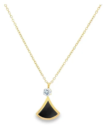 Lant Placat cu Aur 14k Lacrima cu Onix