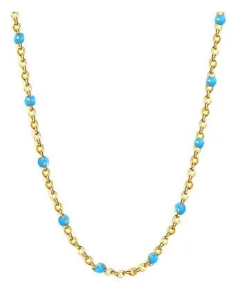Lant Placat cu Aur 14k Pietre Albastre