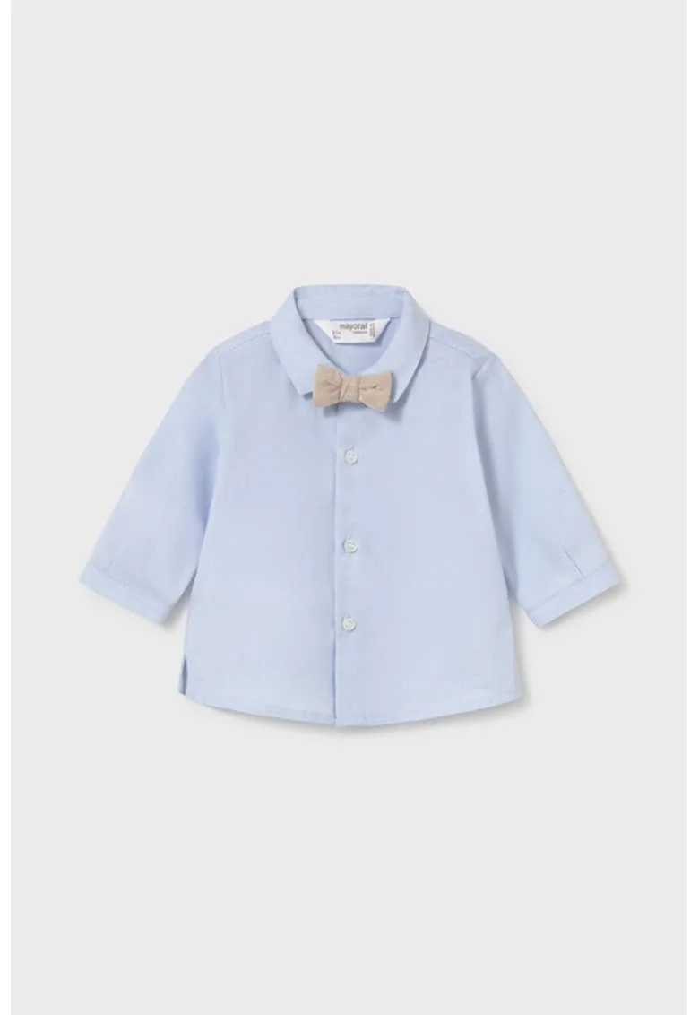 Camasa cu maneci lungi si papion, Albastru pastel