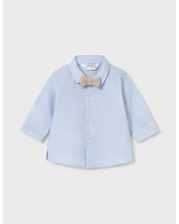 Camasa cu maneci lungi si papion, Albastru pastel