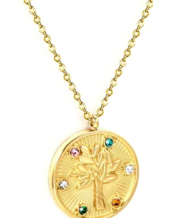 Lant Placat cu Aur 14k Talisman Copacul Vietii