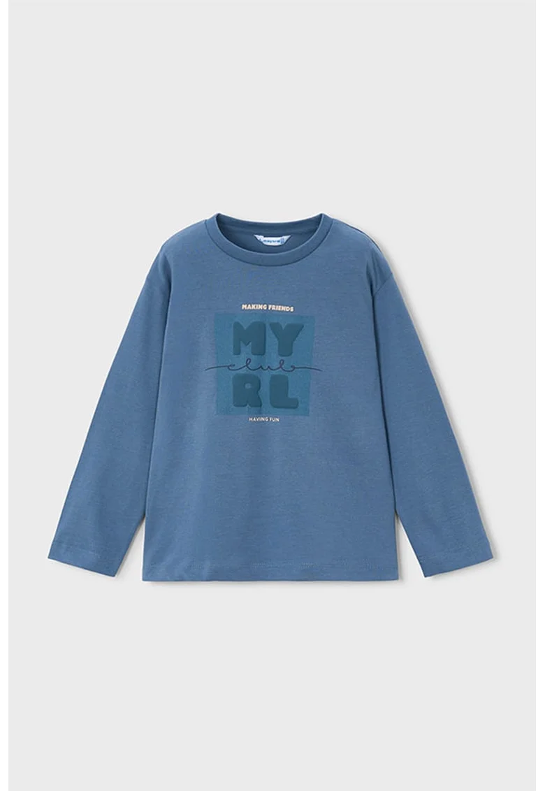 Bluza de bumbac cu logo, Albastru inchis