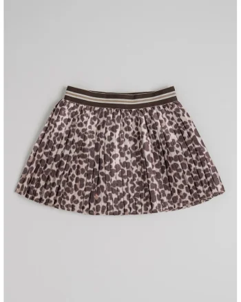 Fusta cu pliuri si animal print, Bej inchis