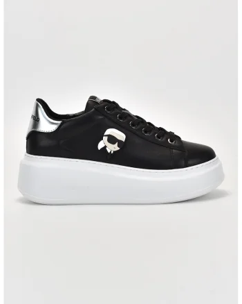 Pantofi sport de piele cu logo, Negru