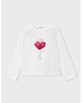 Bluza din amestec de modal cu imprimeu si paiete, Rosu/Alb