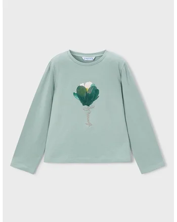 Bluza din amestec de modal cu imprimeu si paiete, Verde pastel