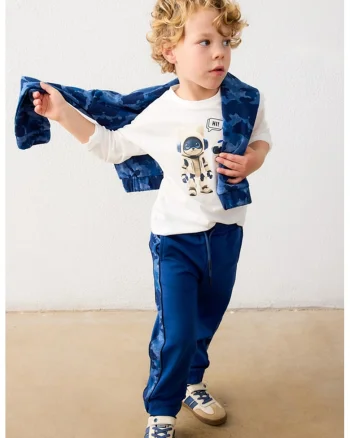 Bluza de bumbac cu maneci lungi, Alb optic