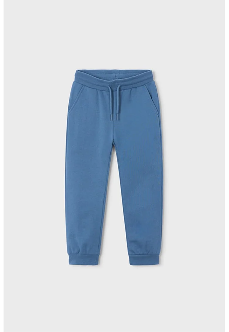 Pantaloni de trening din amestec de bumbac cu snur de ajustare, Albastru inchis