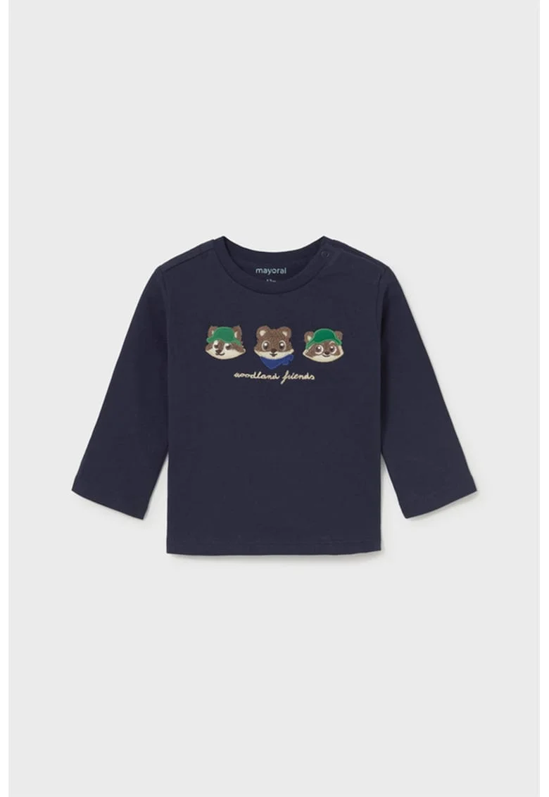 Bluza din amestec de bumbac cu broderie, Albastru ultramarin