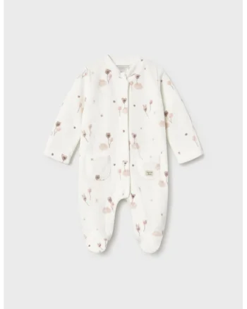 Salopeta din fleece cu botosei, Alb