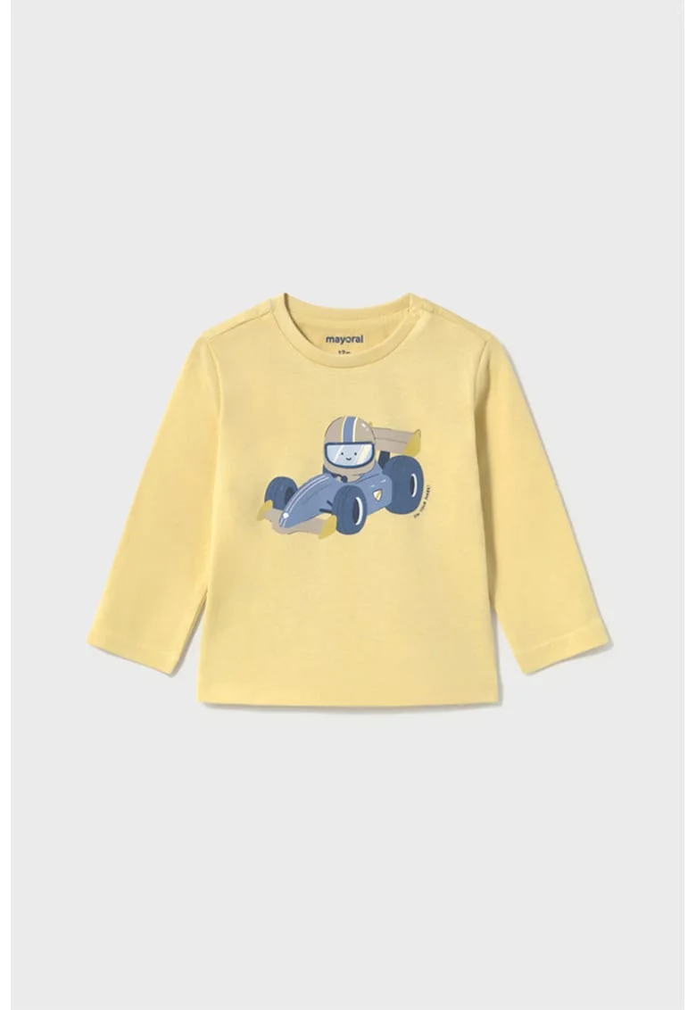 Bluza de bumbac cu imprimeu, Galben miere