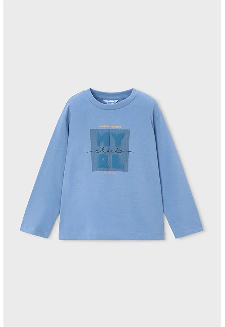 Bluza de bumbac cu logo, Albastru pastel