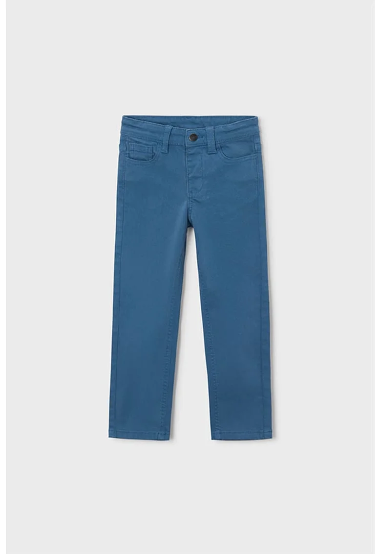 Pantaloni uni din amestec de bumbac cu buzunare, Albastru cobalt