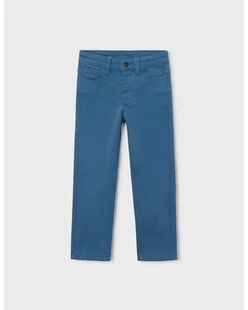 Pantaloni uni din amestec de bumbac cu buzunare, Albastru cobalt