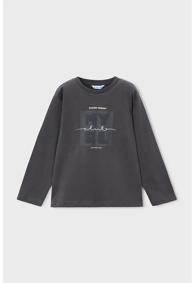 Bluza de bumbac cu logo, Gri antracit