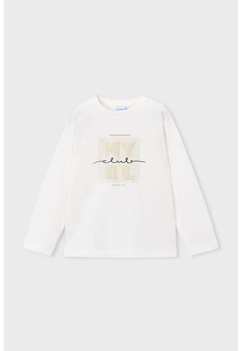 Bluza de bumbac cu logo, Alb optic