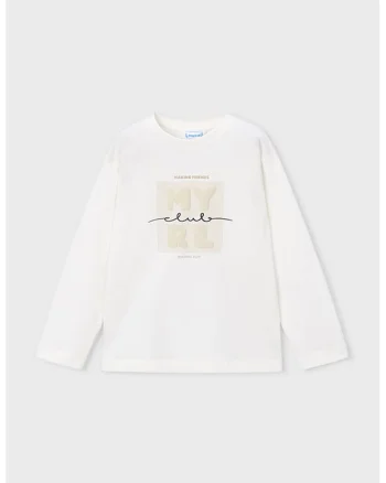 Bluza de bumbac cu logo, Alb optic