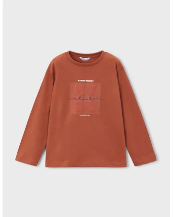 Bluza de bumbac cu logo, Caramiziu