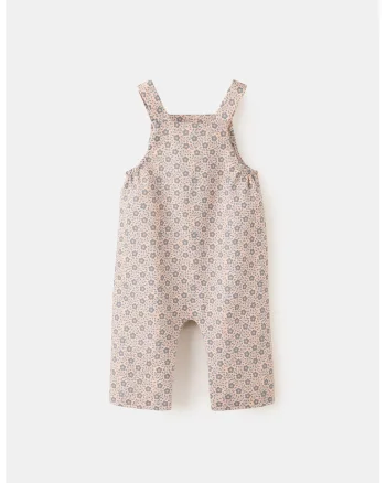 Salopeta din bumbac cu model floral, Bej inchis