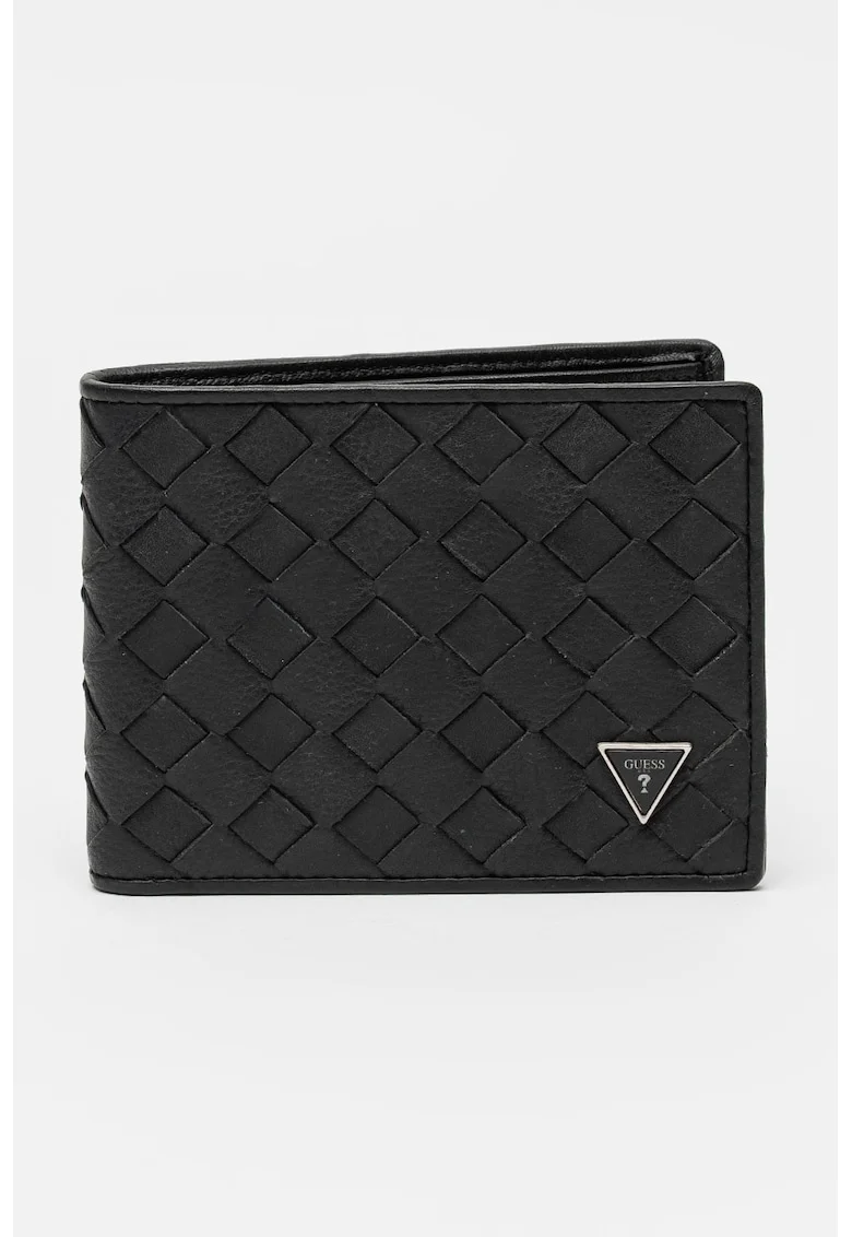 Portofel de piele cu logo, Negru carbon