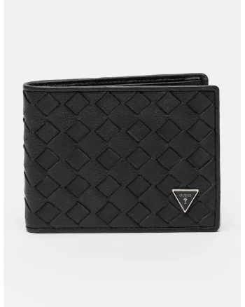 Portofel de piele cu logo, Negru carbon