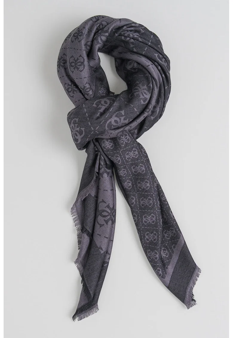 Esarfa cu monograma din jacquard Lindsey, Gri inchis