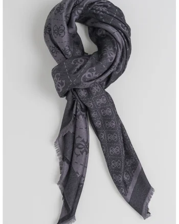 Esarfa cu monograma din jacquard Lindsey, Gri inchis