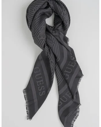 Esarfa cu monograma Ella, Negru carbon