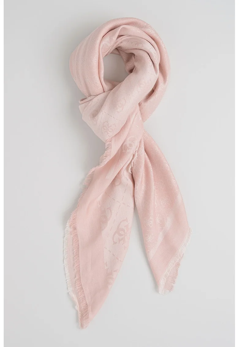 Esarfa cu monograma din jacquard Lindsey, Roz deschis