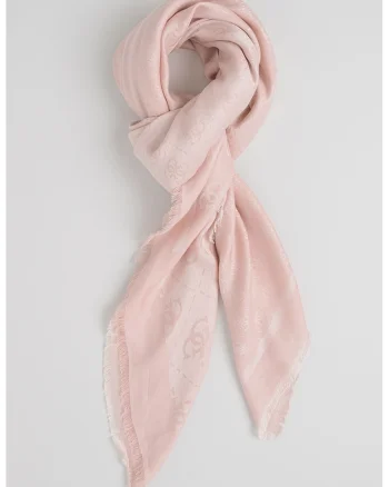 Esarfa cu monograma din jacquard Lindsey, Roz deschis