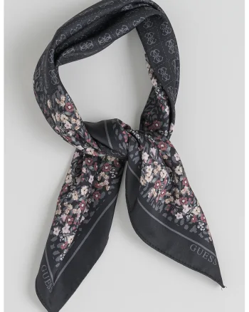 Esarfa cu monograma si model floral, Roz deschis/Black Onyx