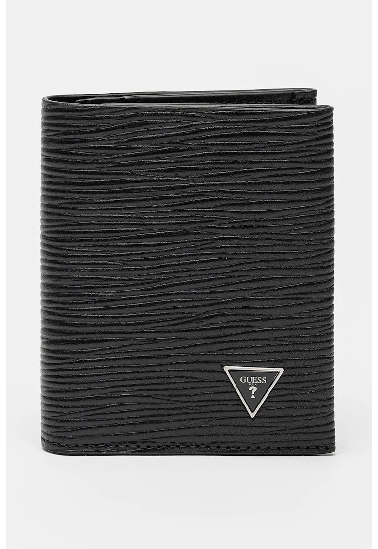 Portofel de piele ecologica cu logo, Negru carbon