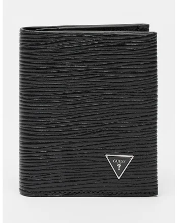 Portofel de piele ecologica cu logo, Negru carbon