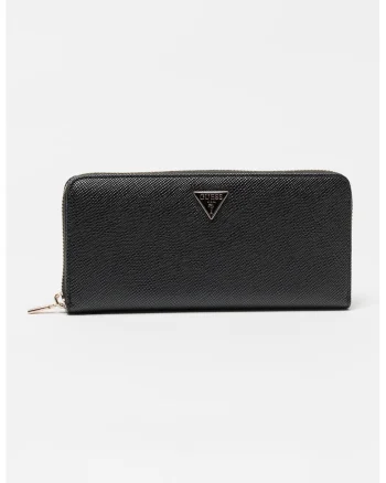 Portofel de piele ecologica cu bareta pe incheietura detasabila si fermoar Gilda, Black Onyx