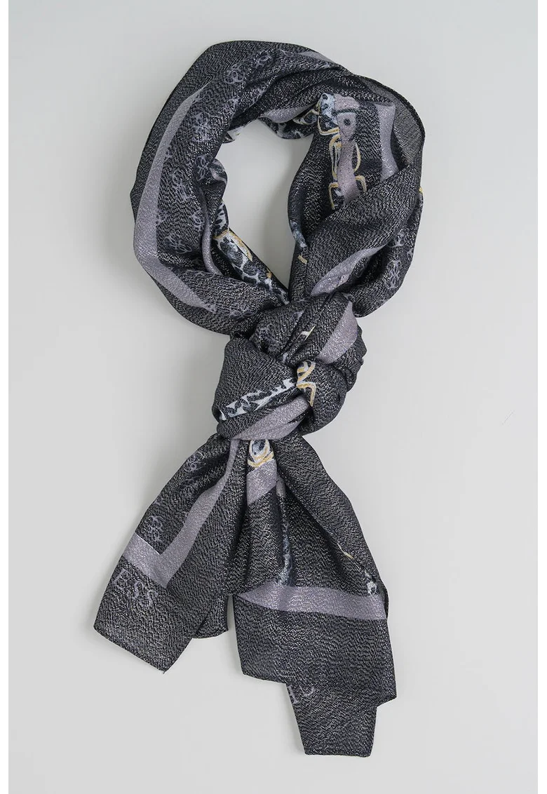 Esarfa cu monograma, Auriu/Black Onyx/Gri antracit