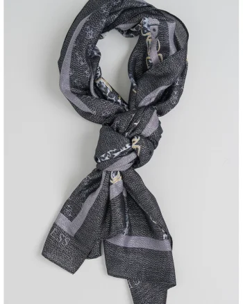 Esarfa cu monograma, Auriu/Black Onyx/Gri antracit