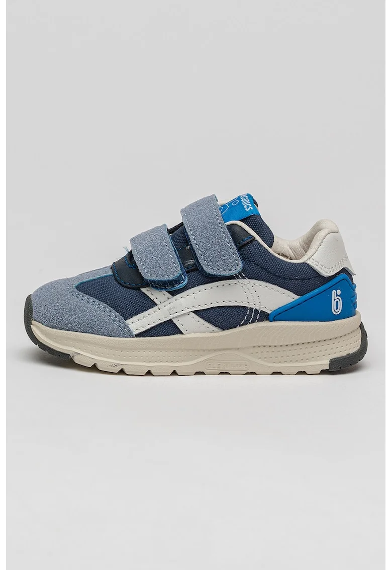 Pantofi sport cu velcro si garnituri sintetice, Albastru inchis