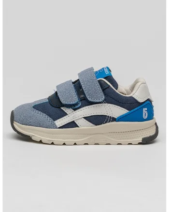 Pantofi sport cu velcro si garnituri sintetice, Albastru inchis