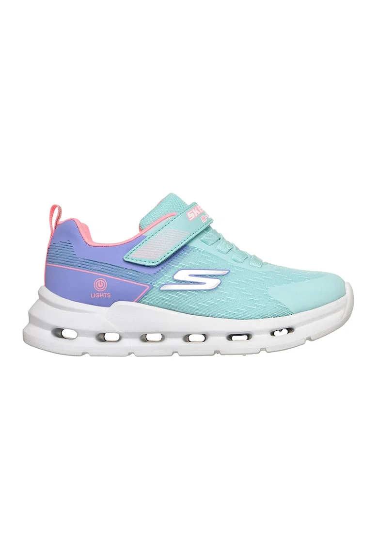 Pantofi sport Glide-Step Lights cu decupaje geometrice, Albastru aquamarin/Albastru indigo