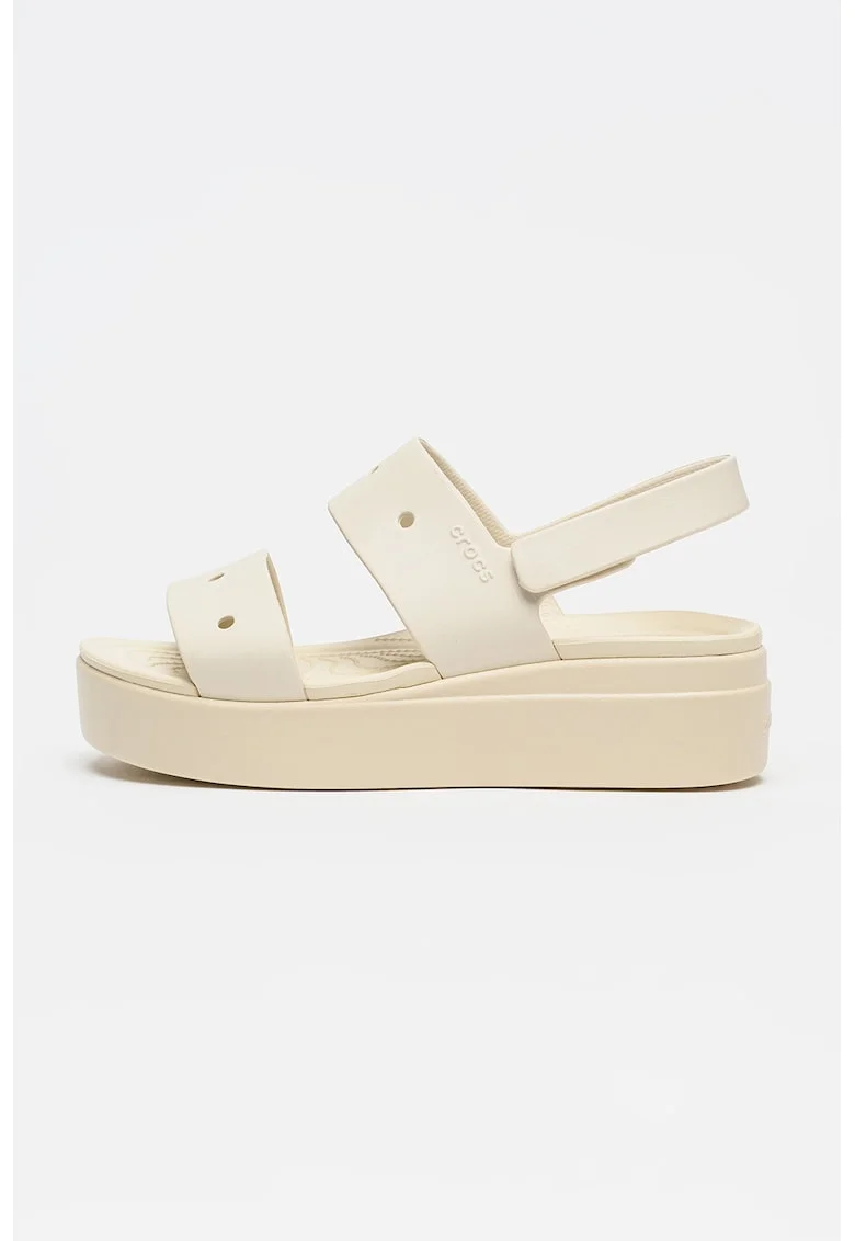 Sandale wedge cu velcro Brooklyn, Maro taupe deschis