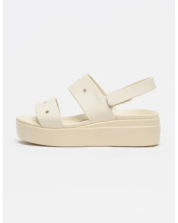 Sandale wedge cu velcro Brooklyn, Maro taupe deschis