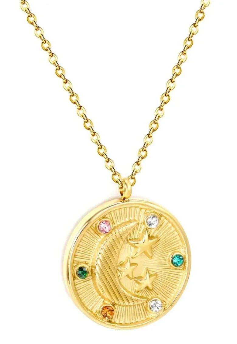 Lant Placat cu Aur 14k Talisman Semiluna