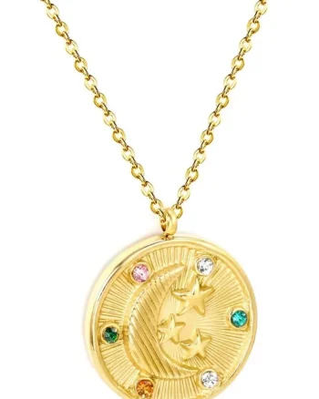 Lant Placat cu Aur 14k Talisman Semiluna
