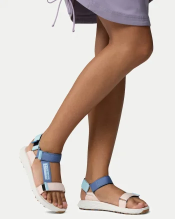 Sandale dama  albastru-roz, material textil, sistem inchidere Velcro