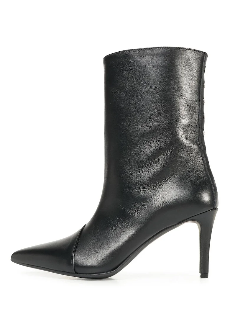 Botine femei,  piele naturala, negrudwqfw, Negru